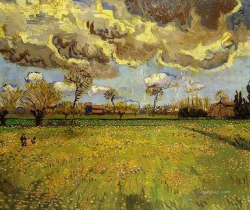Paisaje bajo un cielo tormentoso Vincent van Gogh Pinturas al óleo